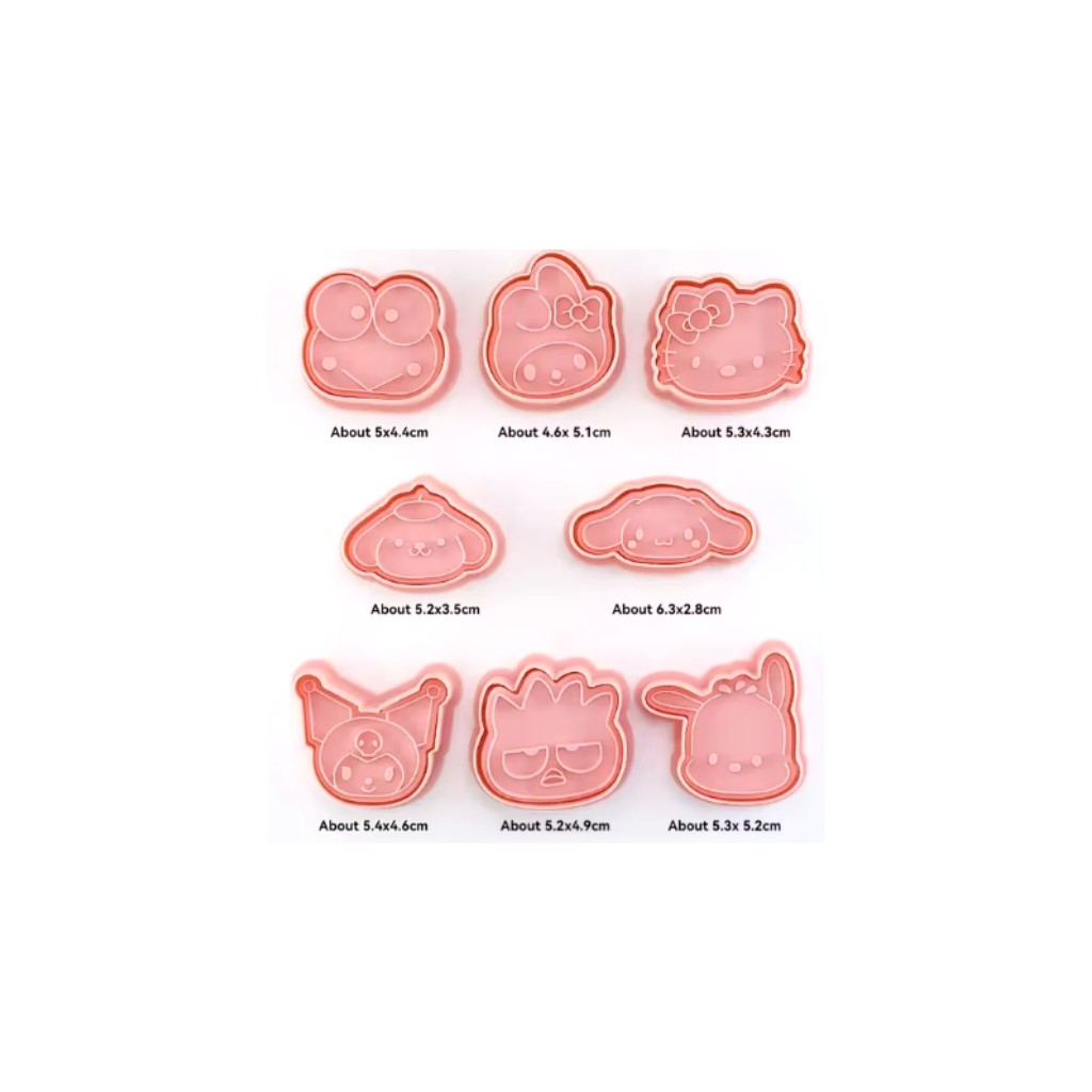 Cortador de Galletas Set Hello kitty- Kuromi -Cinnamoroll 8 piezas