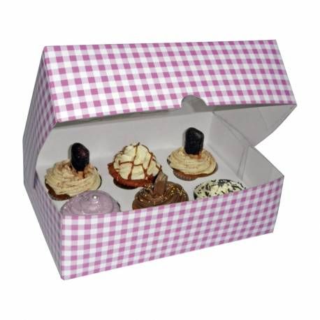 Caja para cupcake 6 cavidades – 1 unidad color rosado