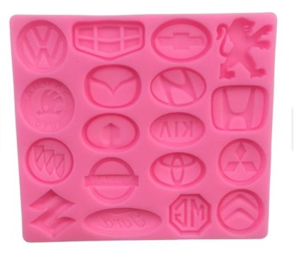 Molde silicona marcas de vehiculo reposteria