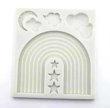 Molde De Silicona  Arcoíris Nubes Estrellas Luna