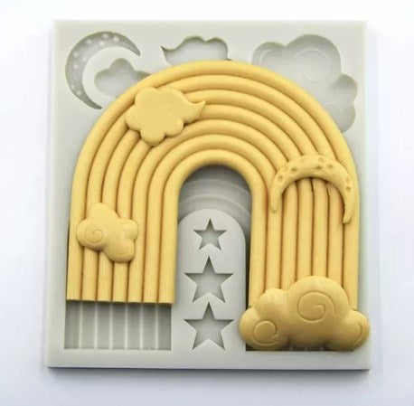 Molde De Silicona  Arcoíris Nubes Estrellas Luna