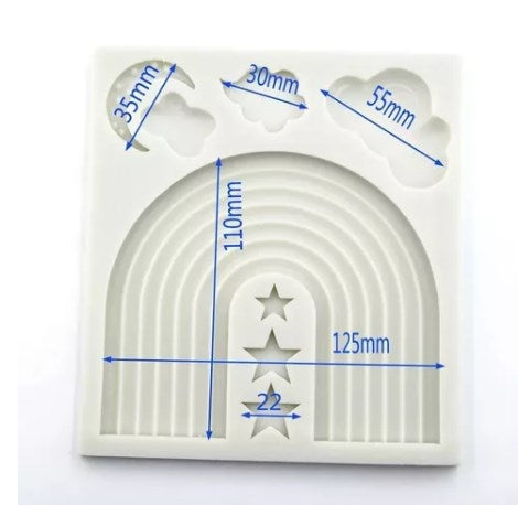 Molde De Silicona  Arcoíris Nubes Estrellas Luna