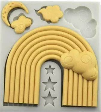 Molde De Silicona  Arcoíris Nubes Estrellas Luna