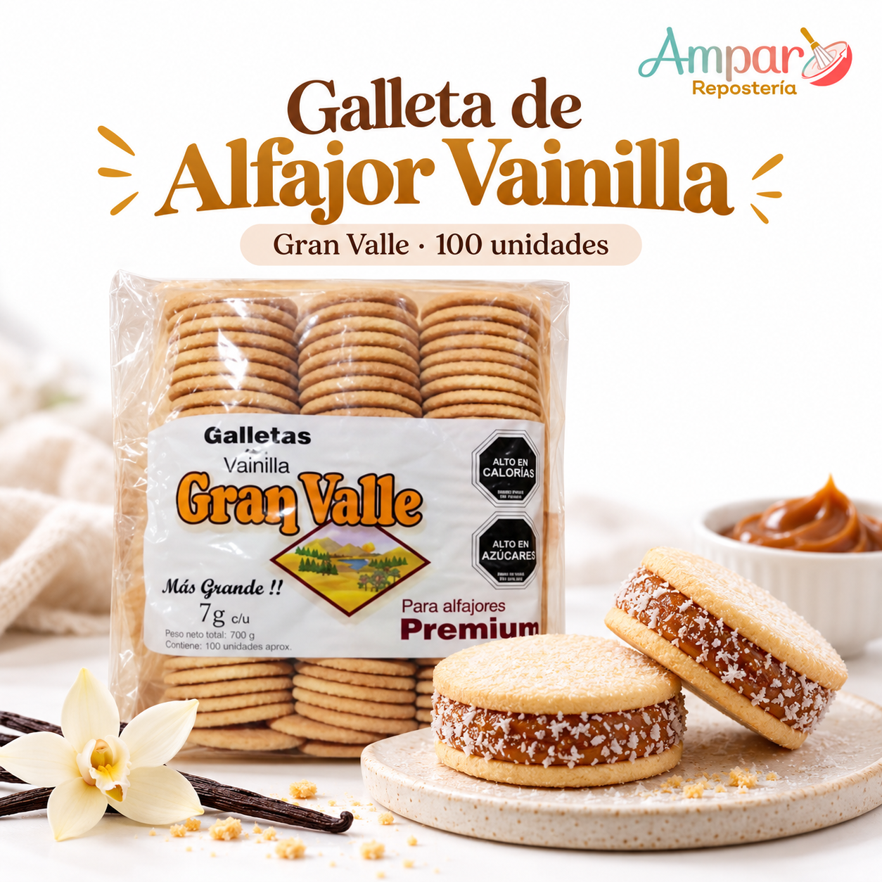 Galleta de Alfajor Vainilla Gran Valle 100 unidades