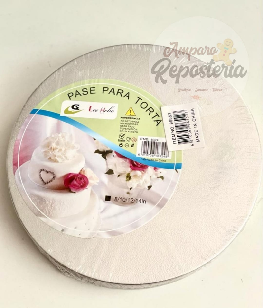 Base de carton para torta plateada 20 cm unidad