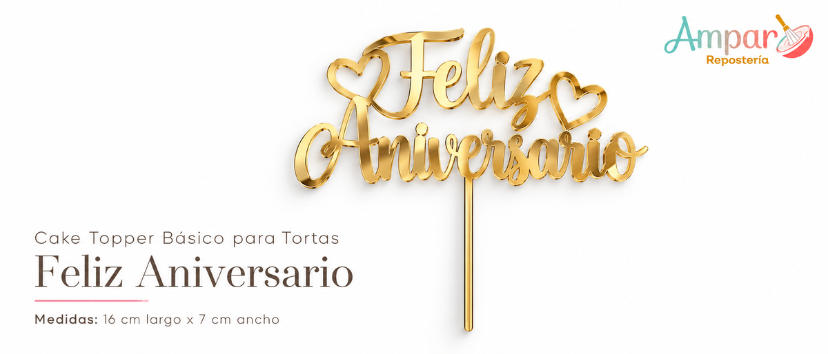 Cake Topper Básico para Tortas Feliz Aniversario