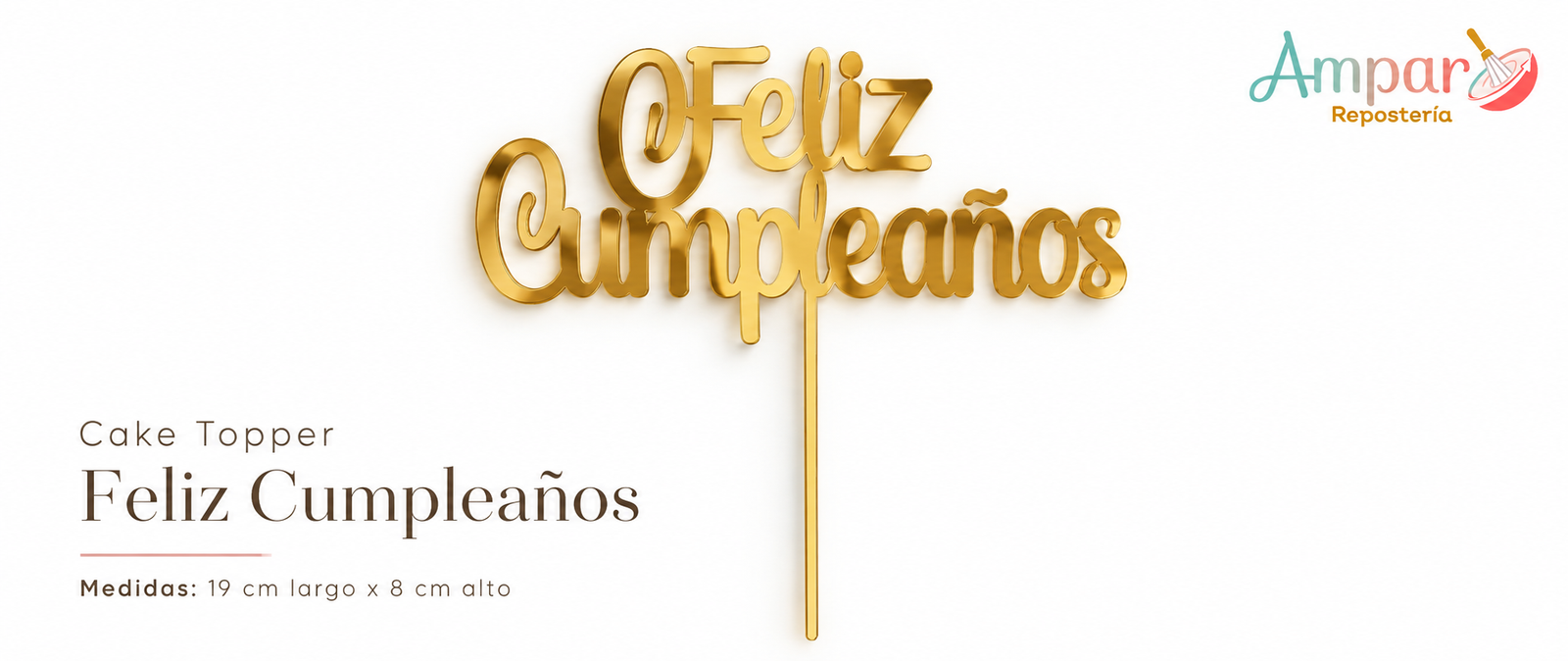 Cake Topper Básico para Tortas Feliz Cumpleaños