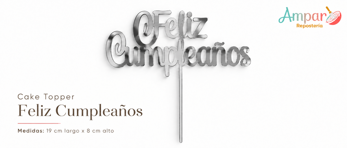 Cake Topper Básico para Tortas Feliz Cumpleaños