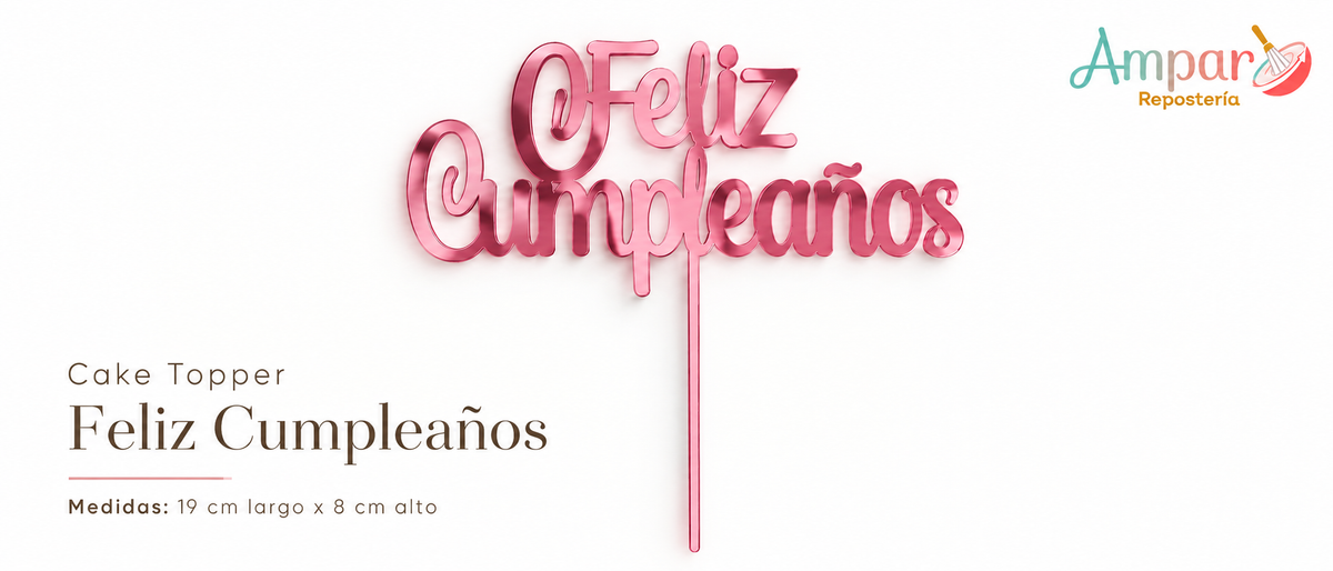 Cake Topper Básico para Tortas Feliz Cumpleaños
