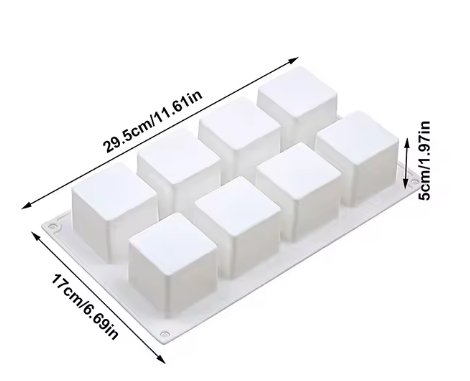 Molde de silicona cuadrado, cubo 8 cavidades