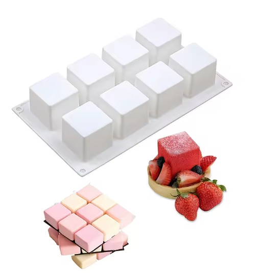 Molde de silicona cuadrado, cubo 8 cavidades