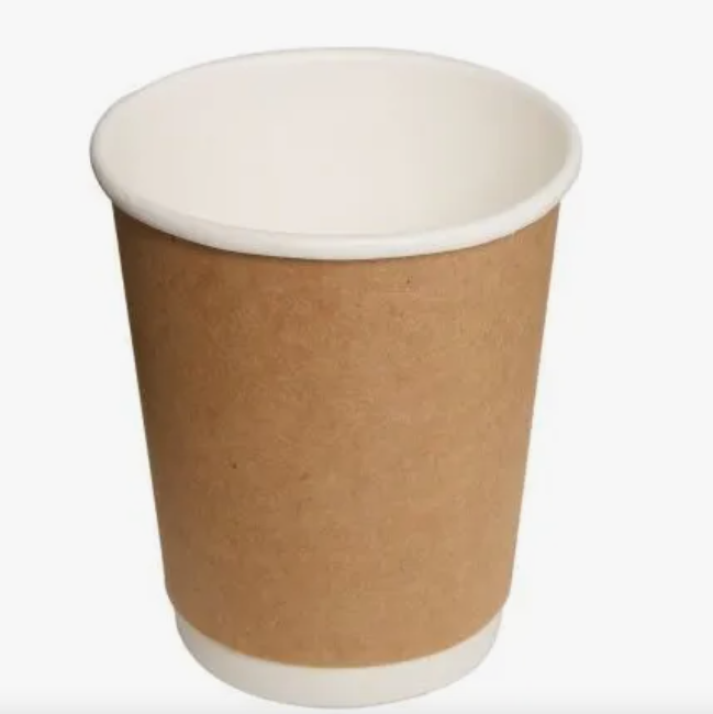 Vaso kraft doble 12 oz con tapa negra – Pack 100 unidades