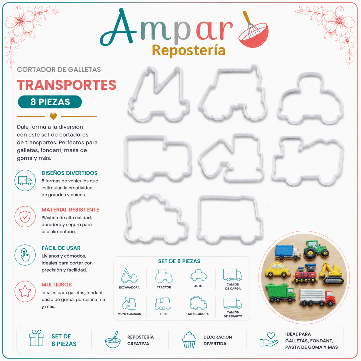 Cortador galleta plastico transportes