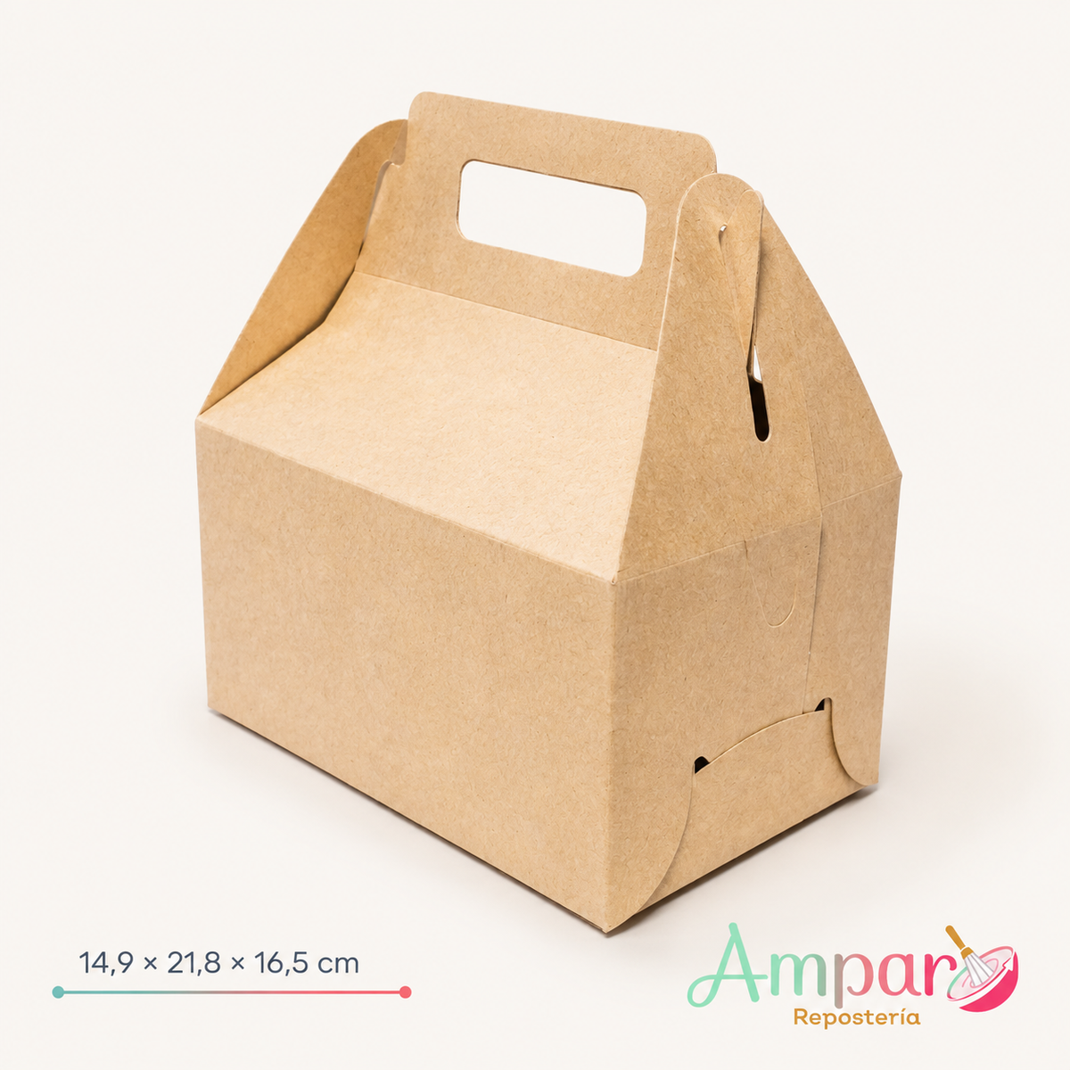 Caja Kraft Delivery M con Asa – THEBOX 14,9 × 21,8 × 16,5 cm