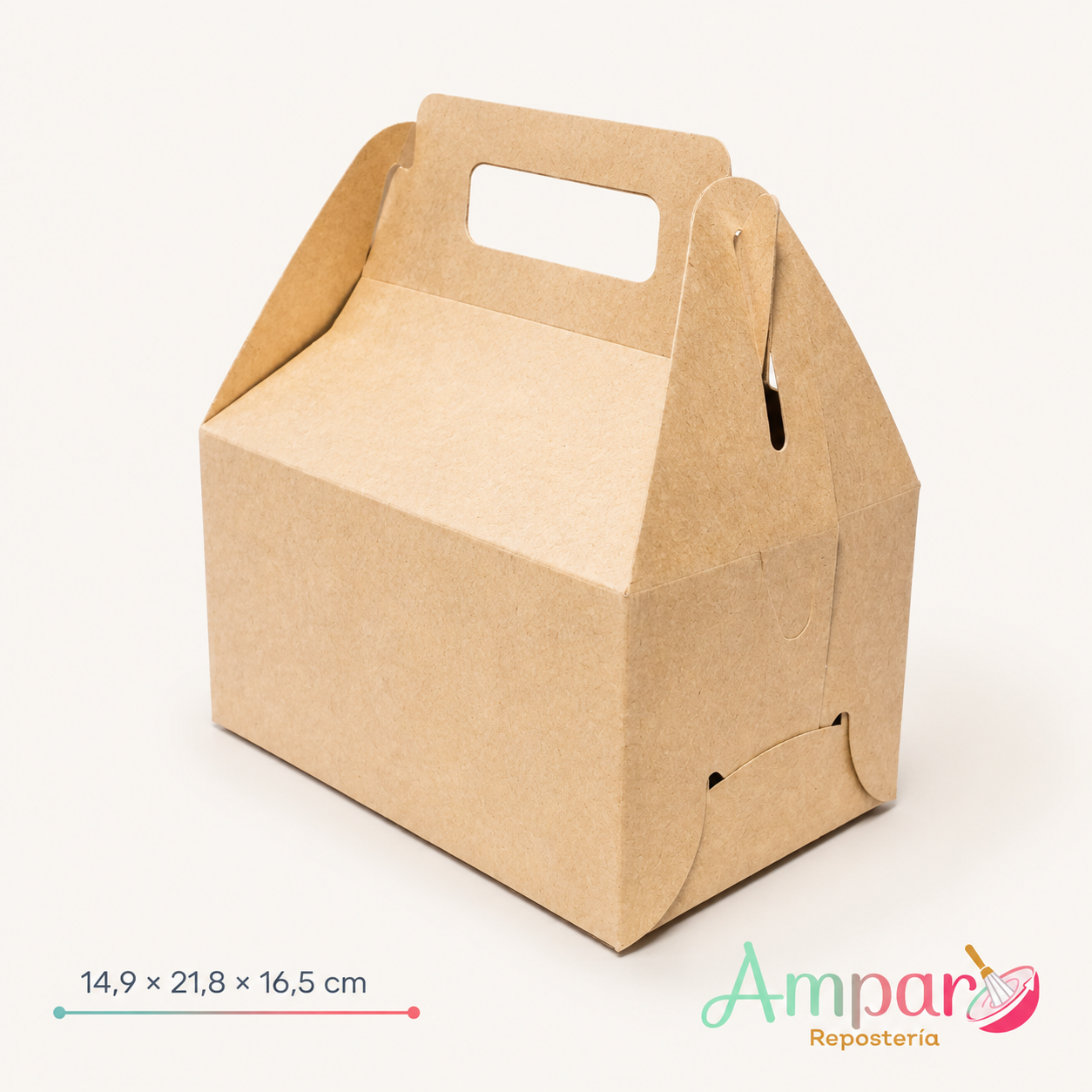 Caja Kraft Delivery M con Asa – THEBOX 14,9 × 21,8 × 16,5 cm