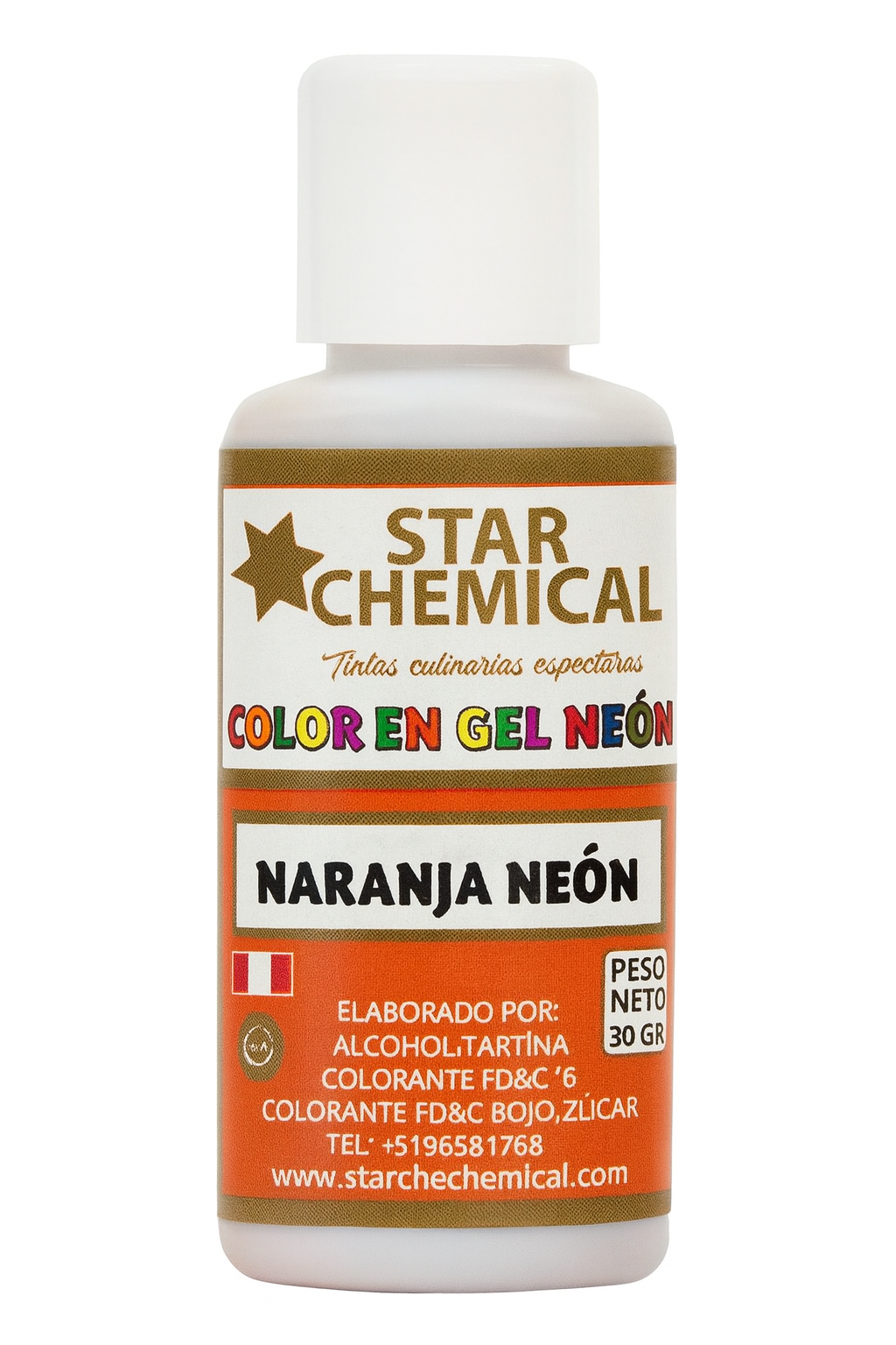 Colorante Gel Comestible Repostería Star Chemical Color Naranja neon