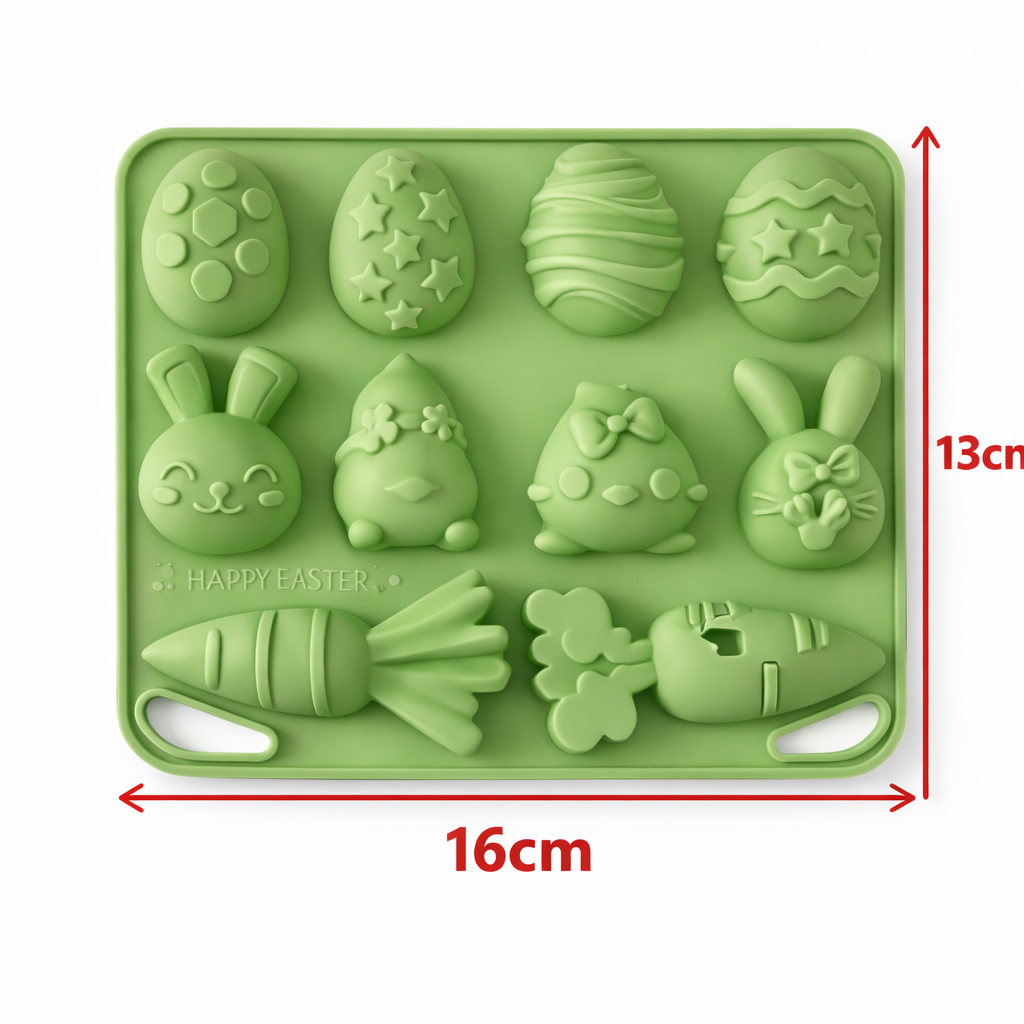 Molde de Silicona Pascua Huevo, Conejitos y Zanahorias