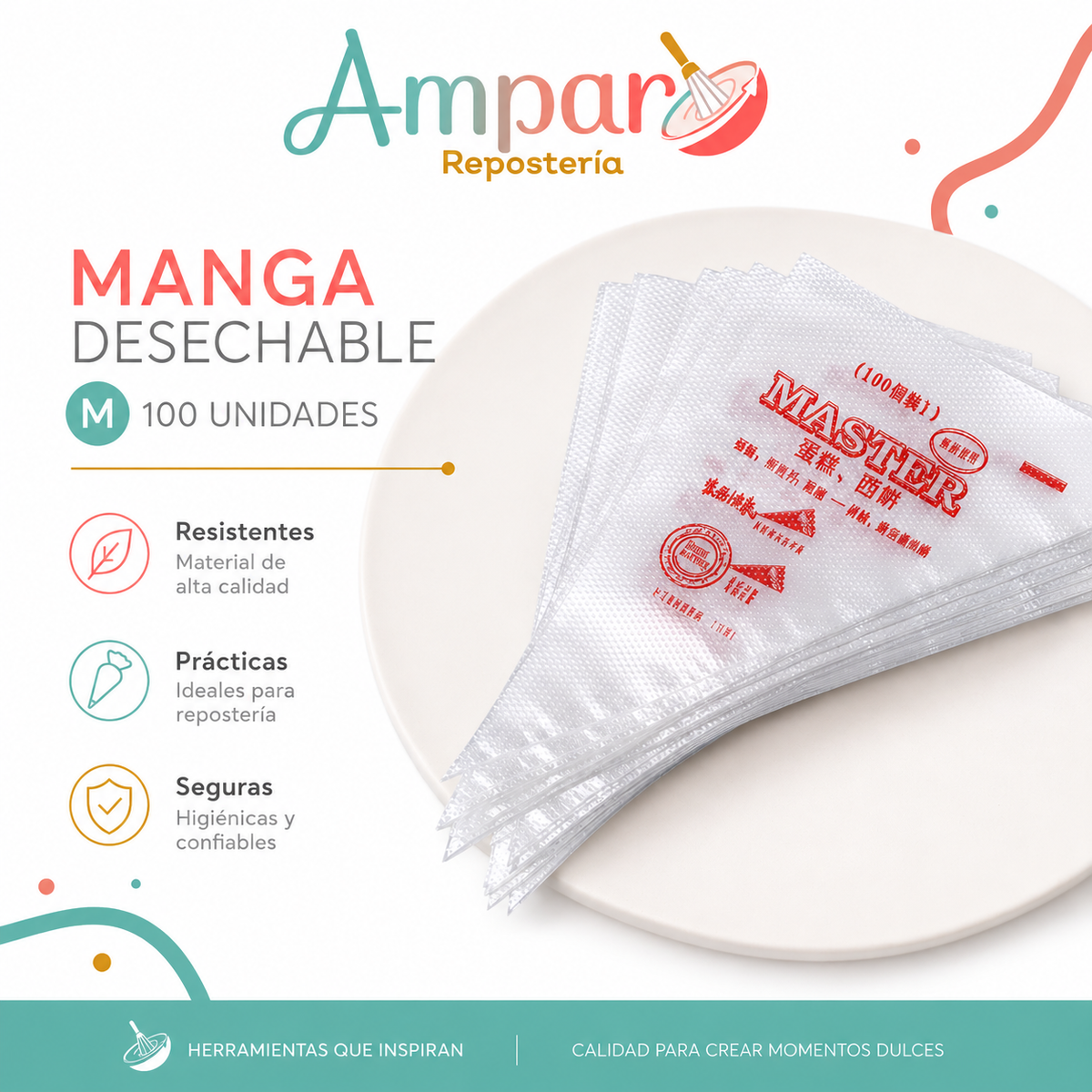 Manga Desechable M 100 Unidades