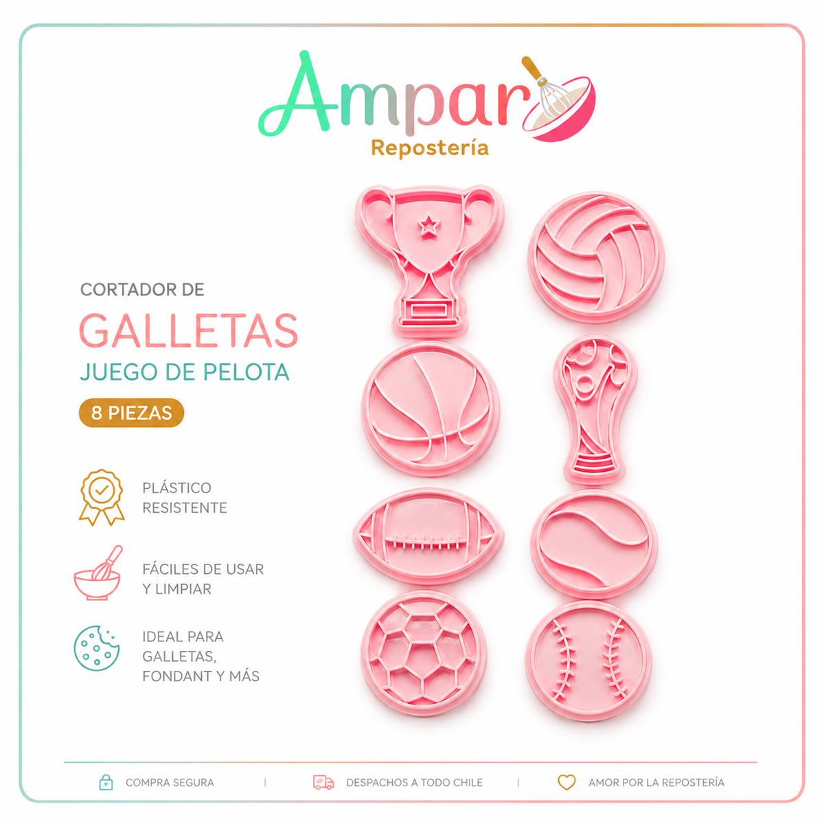 Cortador de Galletas – Juego de Pelotas Deportivas 8 Piezas