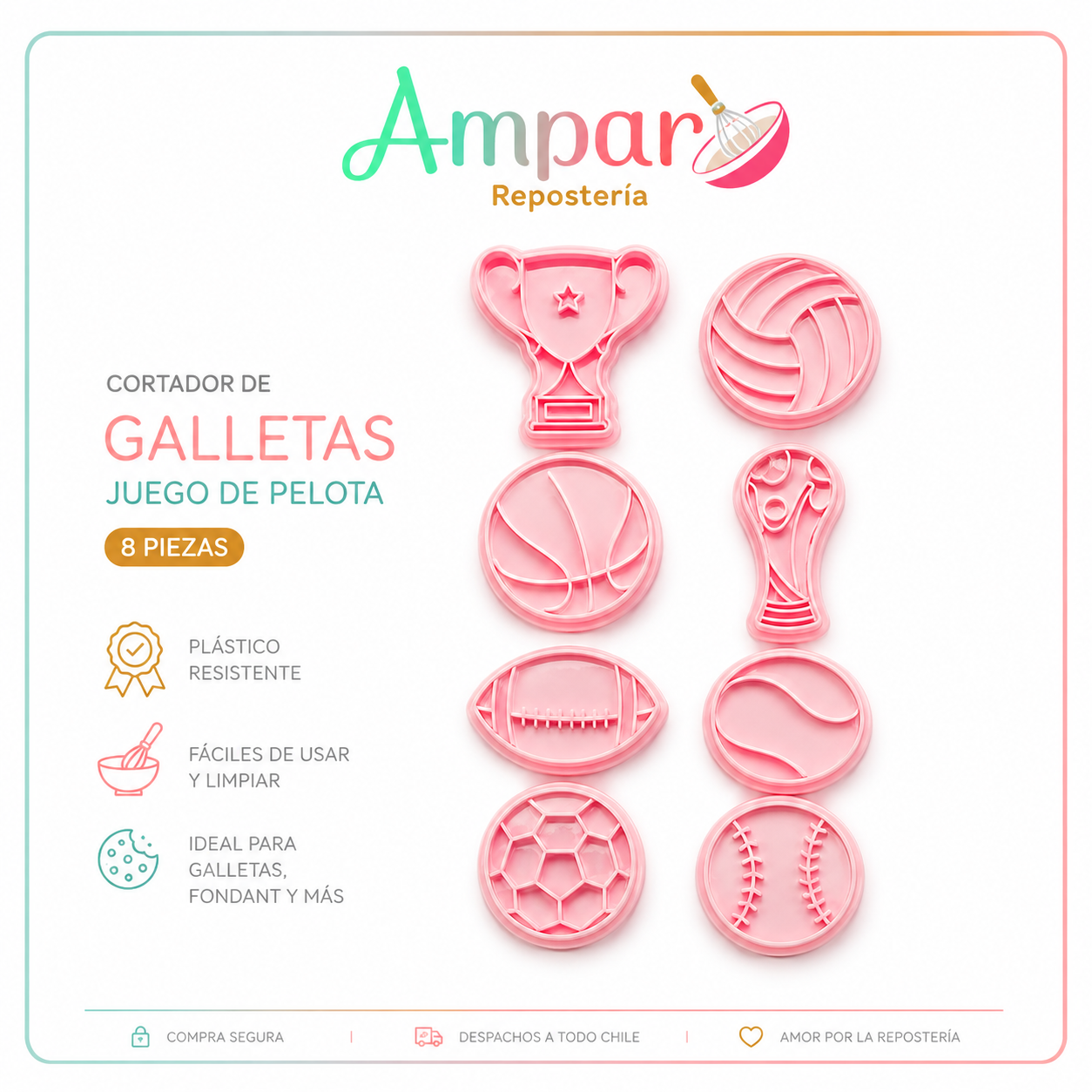 Cortador de Galletas – Juego de Pelotas Deportivas 8 Piezas