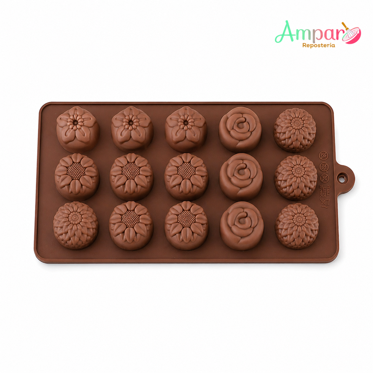 Molde silicona para chocolate flores