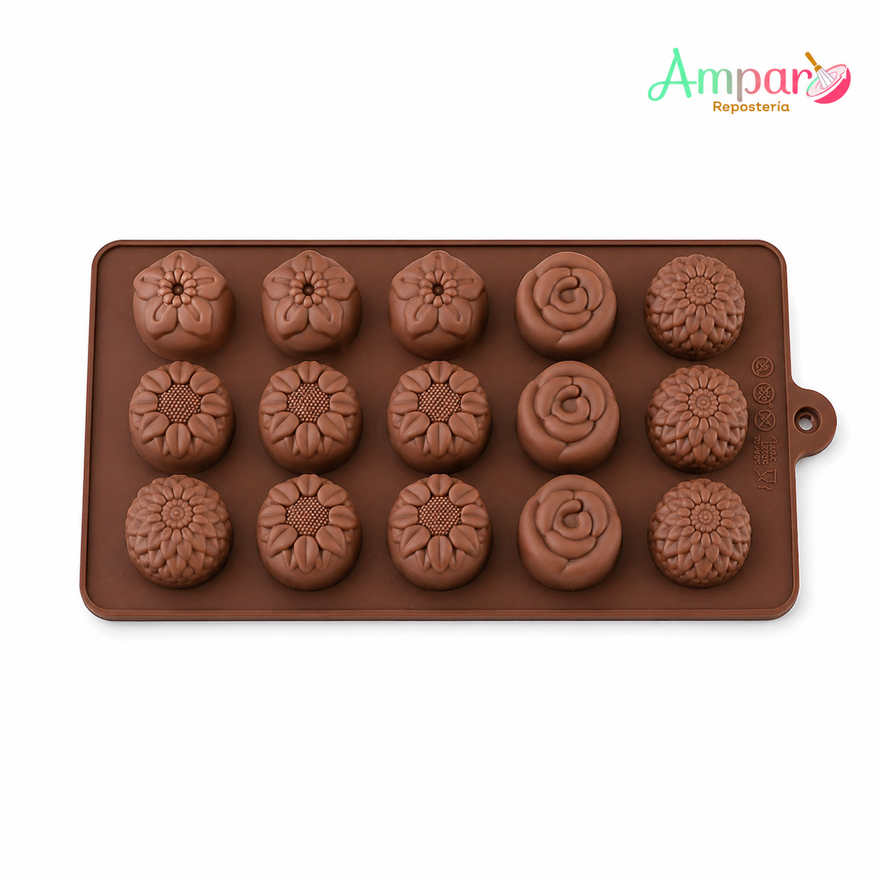 Molde silicona para chocolate flores
