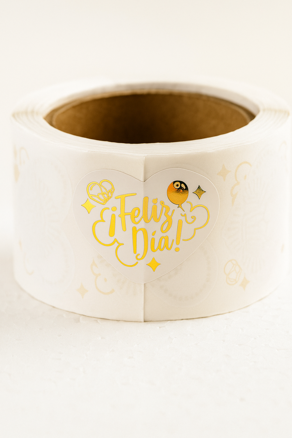 Sticker o etiqueta Feliz dia  rollo 1.000 unidades