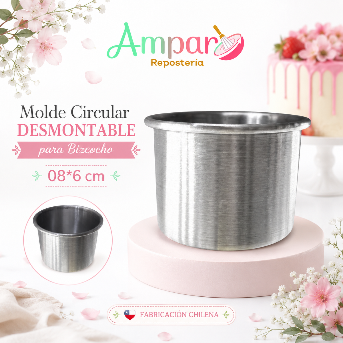 Molde Circular Desmontable para Bizcocho 08*6 cm