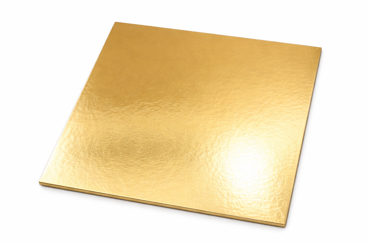 Base de Cartón Cuadrada Dorada 25 cm – Pack 12 Unidades