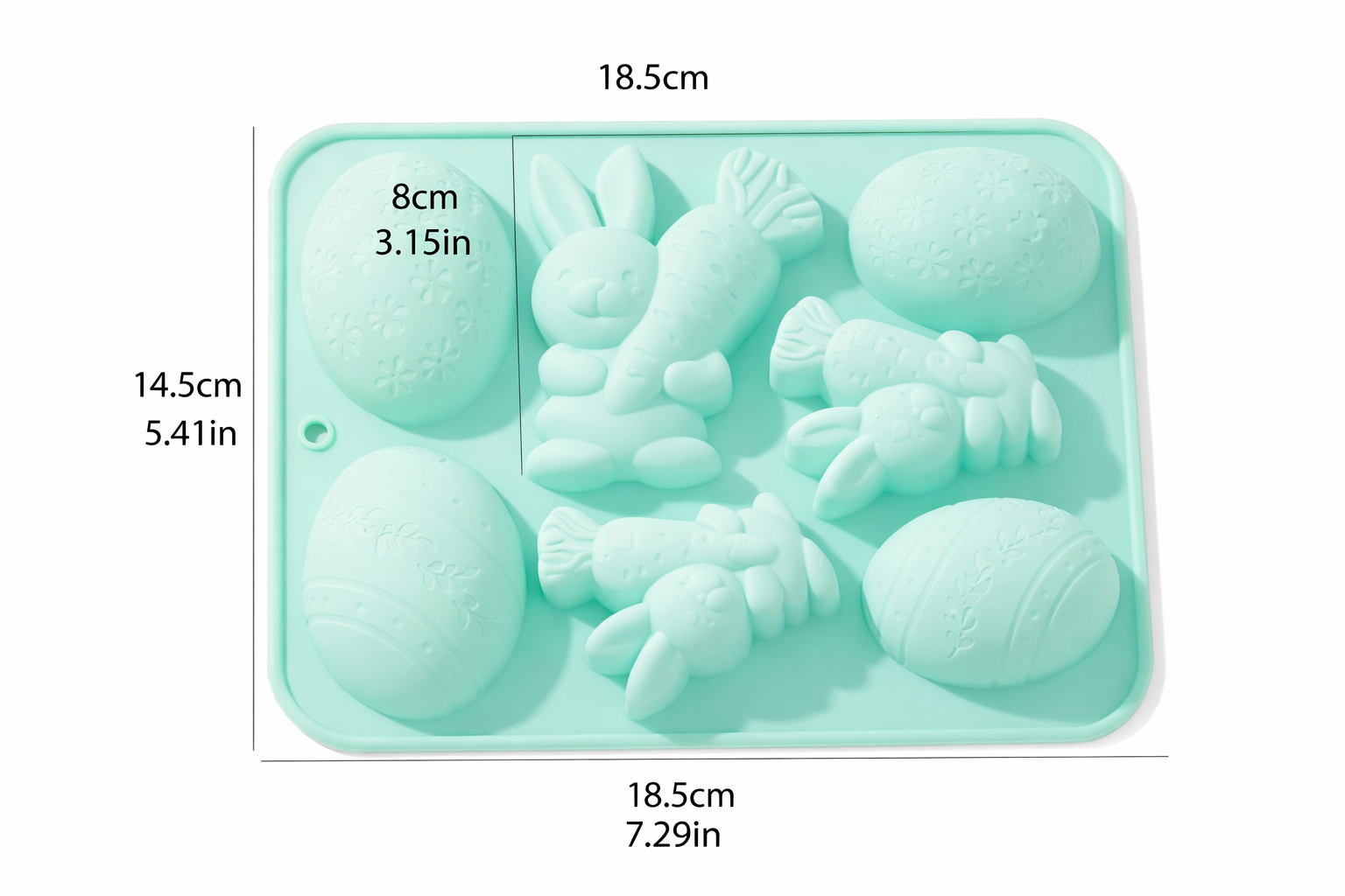 Molde de Silicona Pascua – 7 Cavidades Conejos y Huevos