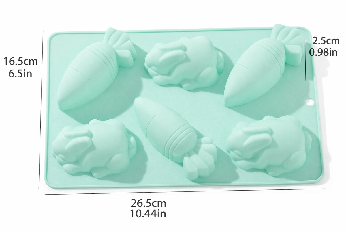 Molde de Silicona Conejitos y Zanahorias – 6 Cavidades para Chocolate