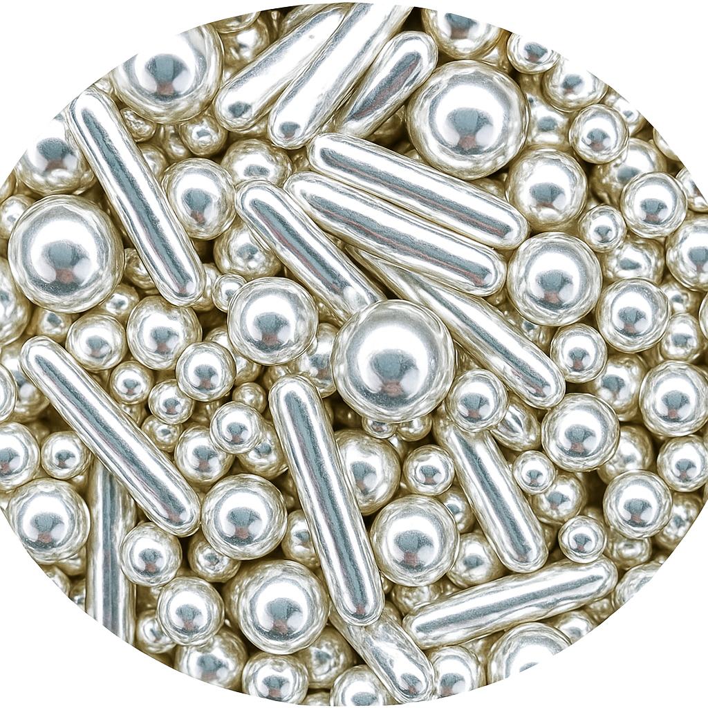 Sprinkles Perlas y Rods plateados 80 gr