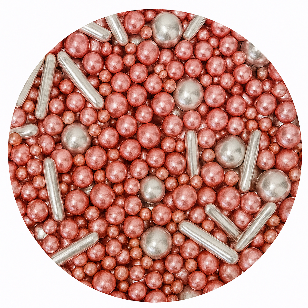 Sprinkles Perlas y Rods plateados-perlas rose 80 gr