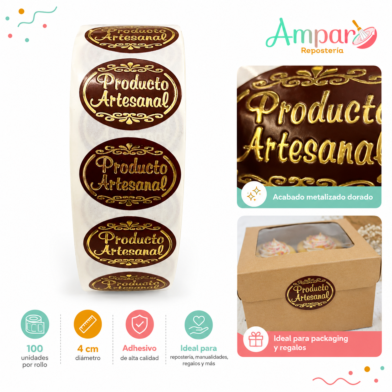 Sticker Producto Artesanal – Pack 100 Unidades