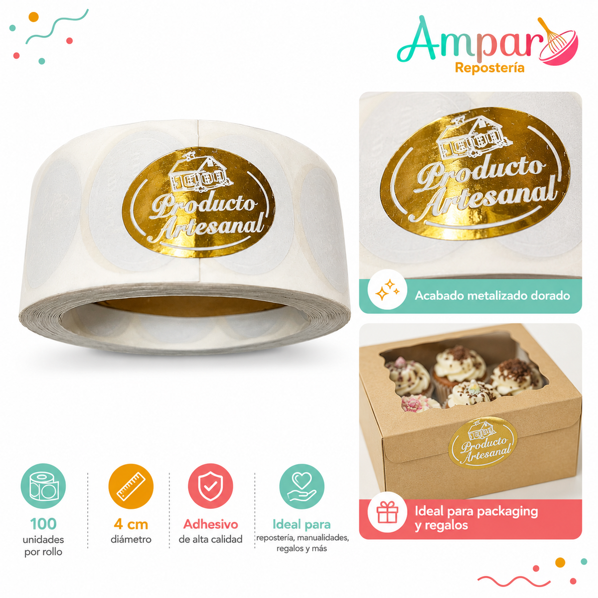 Sticker Producto Artesanal – Pack 100 Unidades