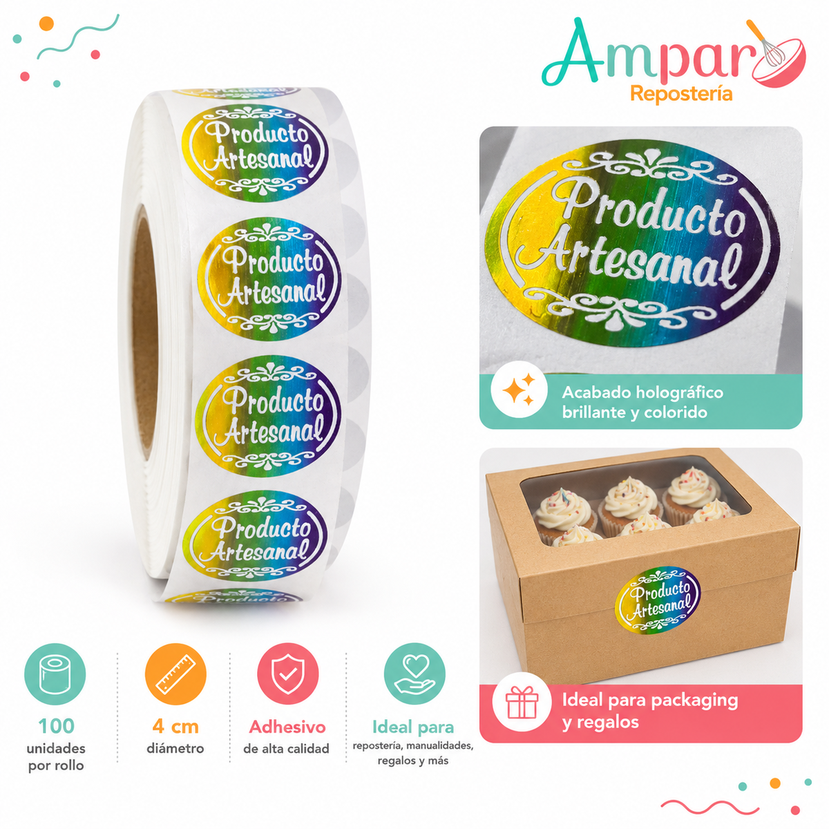 Sticker Producto Artesanal – Pack 100 Unidades