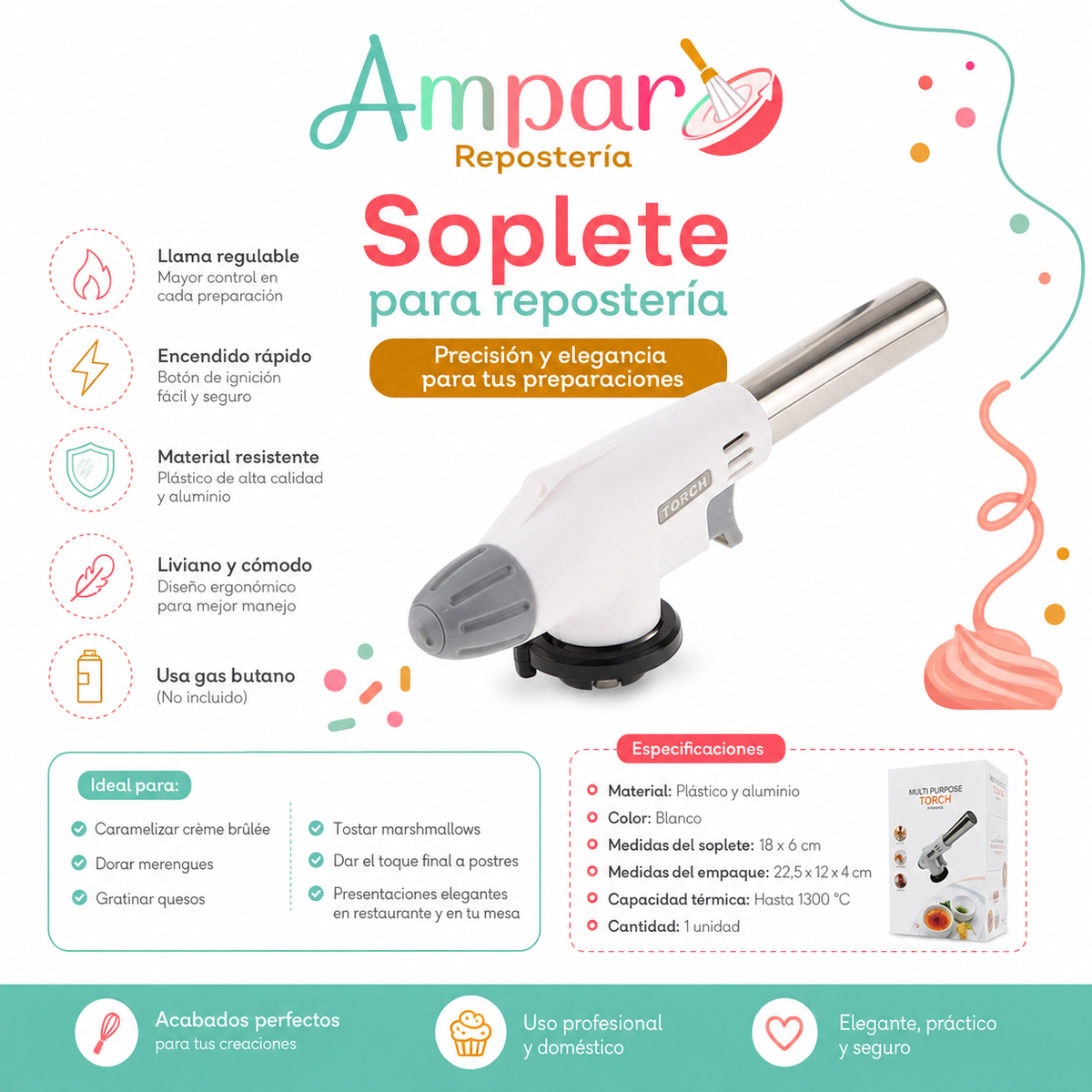 Soplete para Repostería Blanco – Precisión y Elegancia para tus Preparaciones