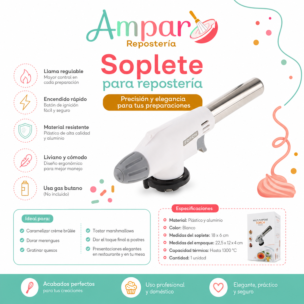 Soplete para Repostería Blanco – Precisión y Elegancia para tus Preparaciones