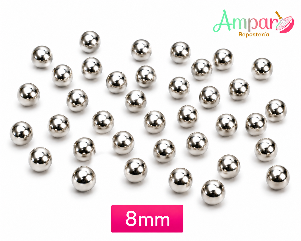 Perlas Plateadas 8 mm Premium para Decoración