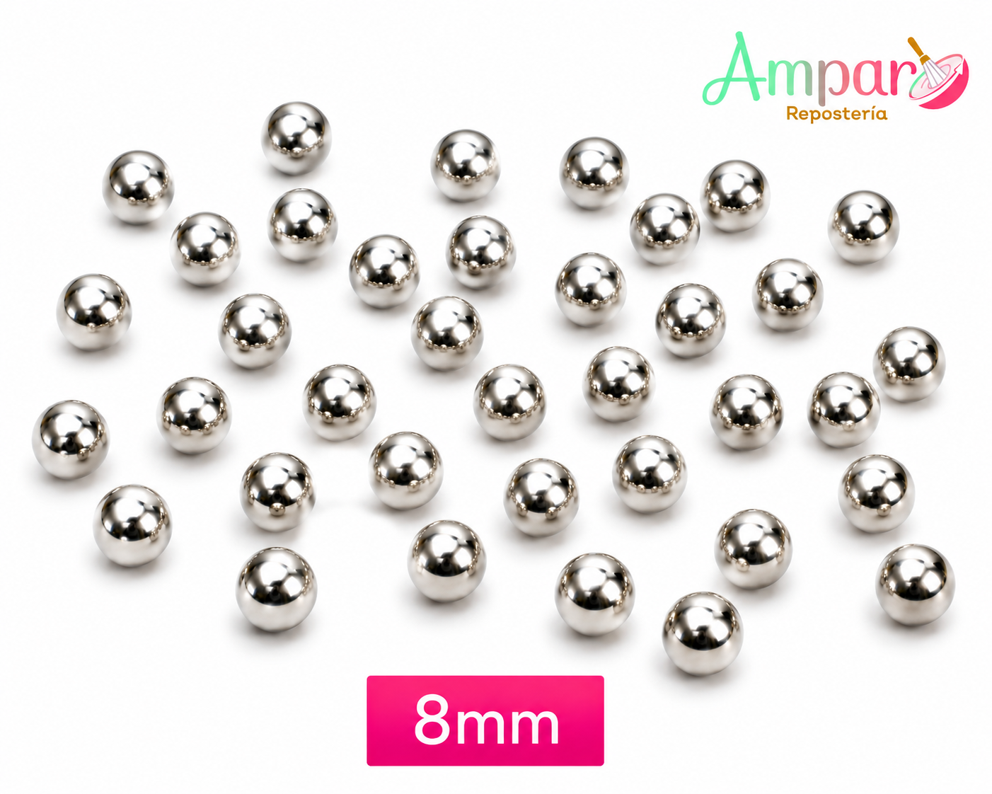Perlas Plateadas 8 mm Premium para Decoración
