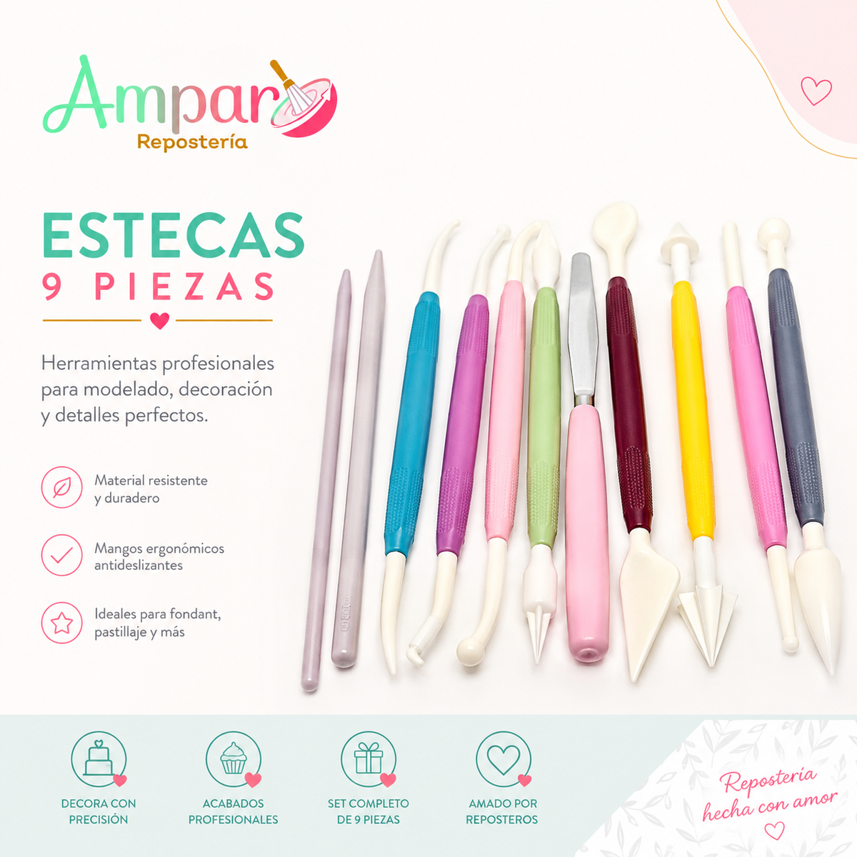 Estecas para Modelado y Decoración – Set 9 Piezas