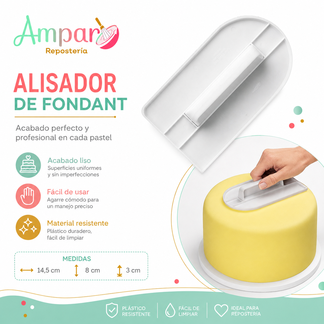 Alisador de Fondant para Tortas – 14,5 x 8 x 3 cm