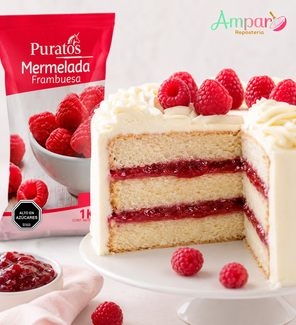 Mermelada Frambuesa Puratos 1 Kg | Relleno Premium para Tortas y Pastelería