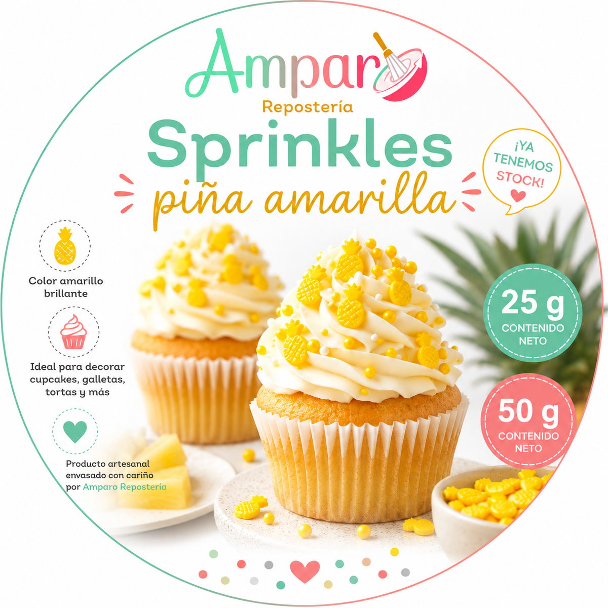 Sprinkles Piña Amarilla – Decoración Comestible