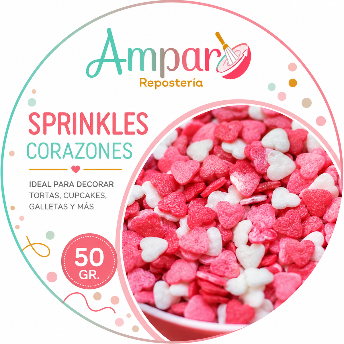 Sprinkles Decorativos Corazones Tres Colores 50 g