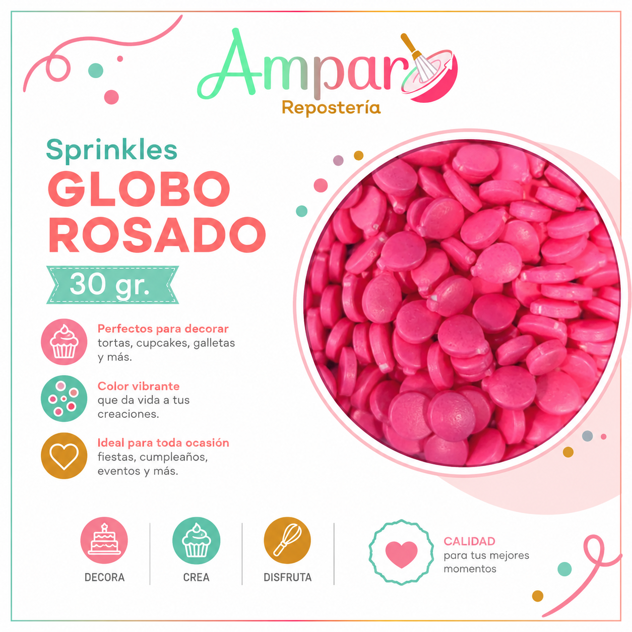 Sprinkles Globo Rosado 30 g