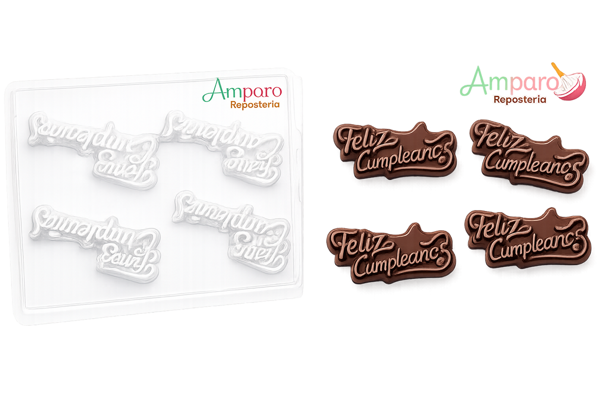 Molde de Acetato Chocolate “Feliz Cumpleaños”