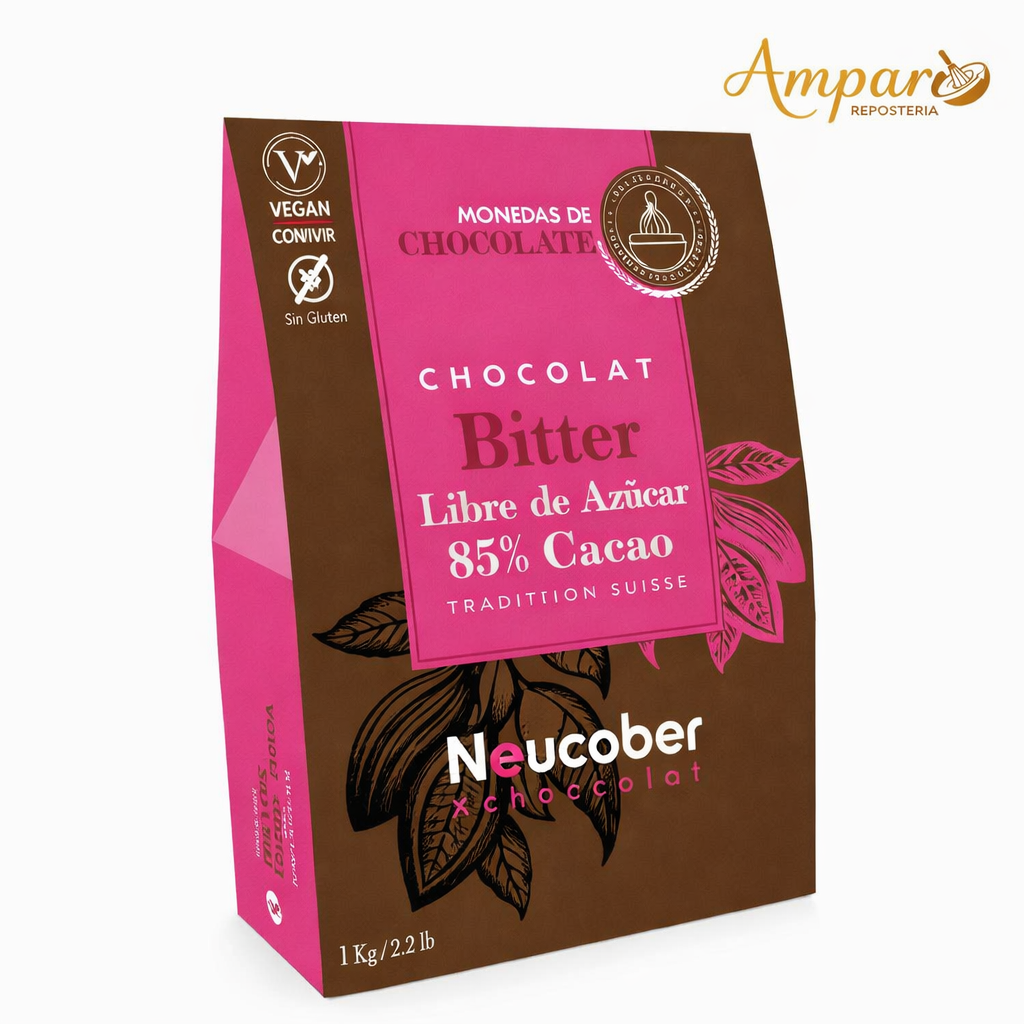 Chocolate Bitter 85% Cacao Sin Azúcar 1 kg Neucober – Monedas para Repostería