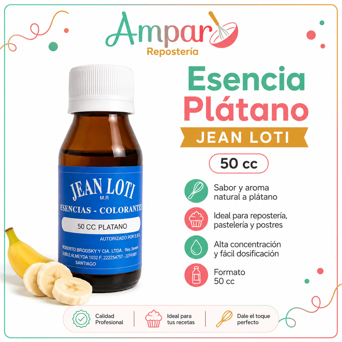 Esencia de Plátano Jean Loti 50 cc – Saborizante para Repostería