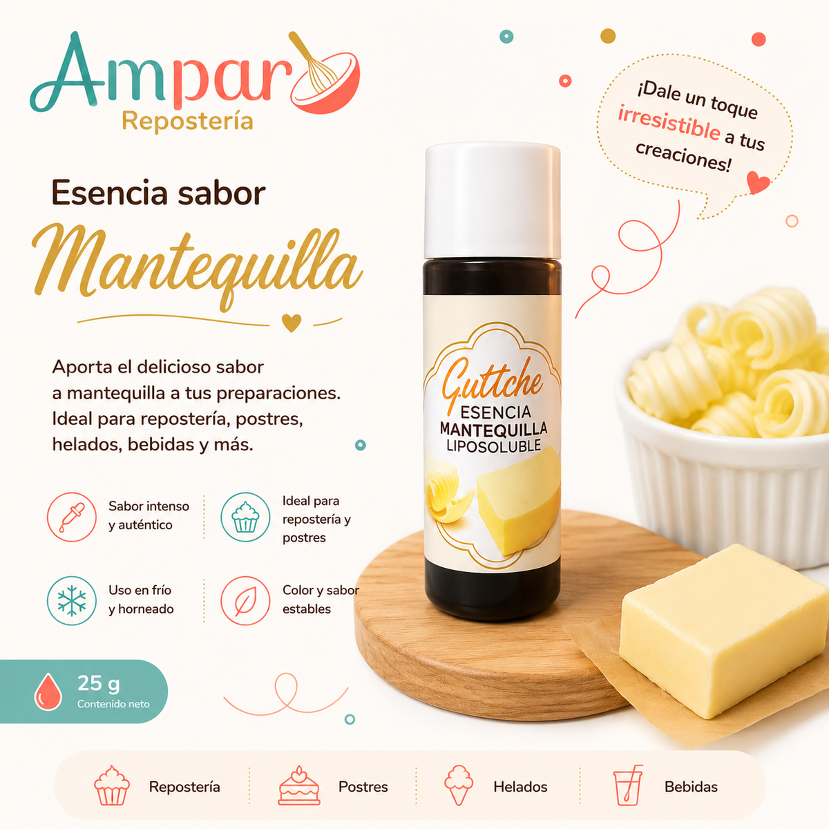 Esencia mantequilla guttche 25 gr.